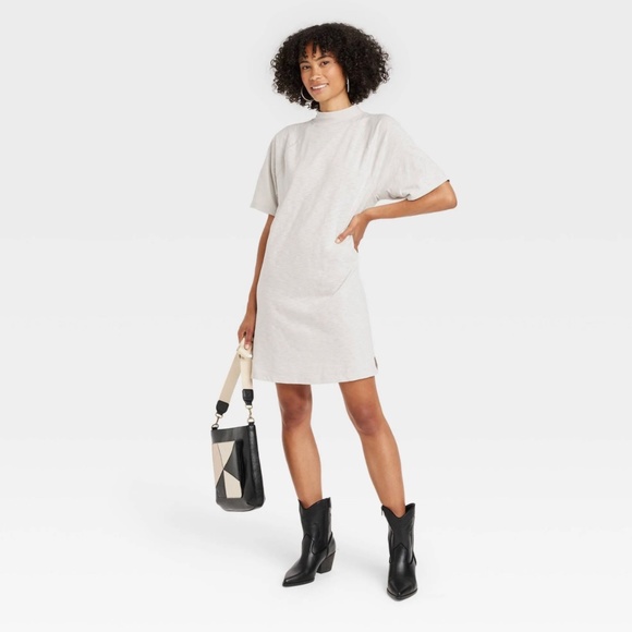 Universal Thread Knit Mock Neck Dress Beige - M - Picture 2 of 6